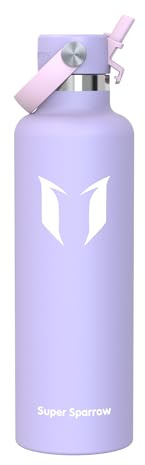 Super Sparrow Gourde Isotherme 1L - Bouteille Isotherme avec Paille - sans BPA - Gourdes Enfant INOX Bouche Standard pour Sport, Voyages, L'école, Bureau, Maison