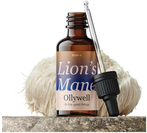 Lions Mane Ollywell – Premium 100% EU – Doppel-Extrakt 10:1 – Full spectrum - 30 ml Tinktur – Heilpilz - Adaptogen – Tropfen – Gehirn-Booster – Gedächtnis - Konzentration - Nervensystem - Brain Fog
