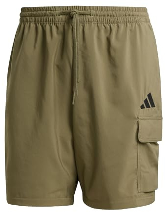 adidas Hombre Essentials Small Logo Cargo Chelsea Short Shorts, Olive Strata/Black, XXL