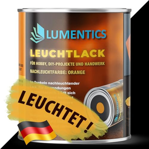 LUMENTICS Lack nachleuchtend Orange 250ml - Farbe leuchtet im Dunkeln - Selbstleuchtender Lack auf Acrylbasis - Leuchtlack phosphoreszierend, fluoreszierend, wiederaufladbar, geruchsarm