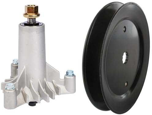 GREENSTAR - Palier de Lame pour Tondeuse Husqvarna, AYP, ROPER, SEARS à Ejection Arrière ou Latérale - Arbre Etoilé 5 Pointes - Hauteur : 180 mm & POULIE DE PALIER