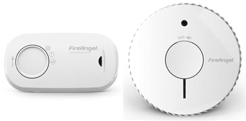 FireAngel FA3313 Carbon Monoxide Detector and Alarm with 1 Year Replaceable Batteries & Optical Smoke Alarm with 5 Year Replaceable Batteries, FA6615-R