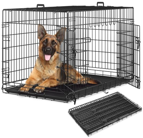 tectake® Cage pour Chien Pliable et Robuste Caisse de Transport pour Chien & Chiots Taille XL, Fond amovible, 2 portes double verrouillage, Poignées de transport, Accessoires Chiens, 121,5x75,5x80,5cm