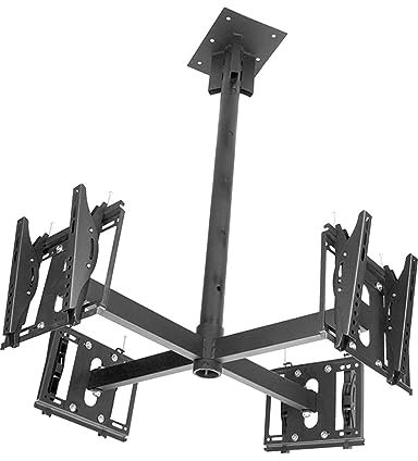 XDAWQP Support de Plafond pour téléviseur inclinable réglable – Support de Montage pour téléviseur au Plafond à Quatre côtés, Mouvement Complet de 32 à 55 Pouces – Support d'écran Plat/incurvé à 4