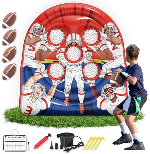 6FT Giant Inflatable Football Target Toss Game - Fun Indoor & Outdoor Yard Games for Kids & Adults, Football Party Throwing Games, Carnival Games, Camping & Tailgate Lawn Activities