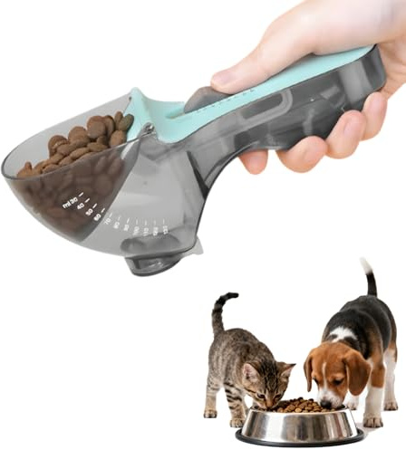 EALRIDV Doseur Croquettes Chien, Portions Ajustables D'aliments Secs et Humides pour aux Chats et aux Petits Chiens, Conteneur Croquettes Chien, Facile à Utiliser pour l'alimentation et le Parcage