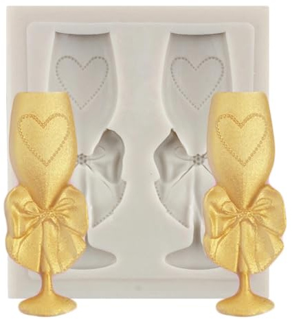 Silicone Molds for Candles,5.4x6.1cm Champagne Cup Silicone Mold Cupcake Topper Fondant Cake Decorating Tools Candy Resin Molds Chocolate Mould