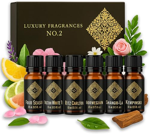 Alma Luxe Geschenkset Lavendel, Citronella und Eukalyptus - Ätherische Öle Set - 6 Fläschchen je 10 ml - Für Diffuser und Raumduft - Premium-Set für Diffusion, verdünnte Massage und Geschenk - 60 ml | Leise und dekorative Diffusion ätherischer Öle
