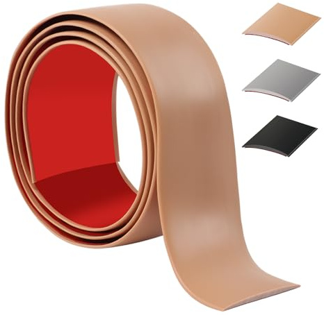 100cm übergangsprofil selbstklebend，Flexibel übergangsleiste selbstklebend PVC für Küche/Wohnzimmer/Bad,Türschwellen leiste zum Verbinden von Bodenfugen/Fliesen/Laminat/Teppich（5cm，Braun）