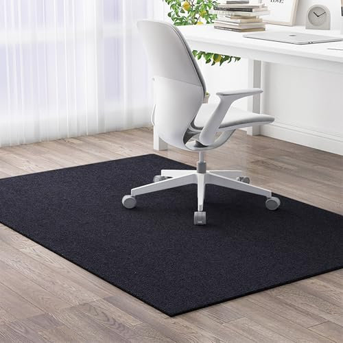 Rutschfeste große Stuhlmatten für Zuhause, Büro, rechteckige Hartholz-Bodenschutzmatten für Schreibtische, Computerspiele und Rollstühle, ideal für Fliesenböden, 100 x 100 cm, Schwarz