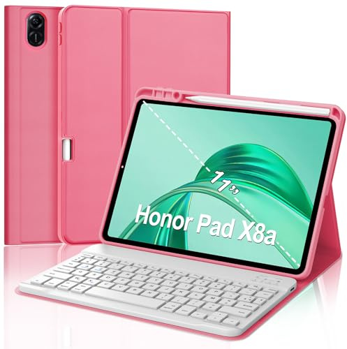FOGARI Clavier pour Honor Pad X8a Tablette 11'' 2024, AZERTY Français Clavier Bluetooth sans Fil, Intelligent Housse pour Honor Pad X8a 11 Pouce - Rouge