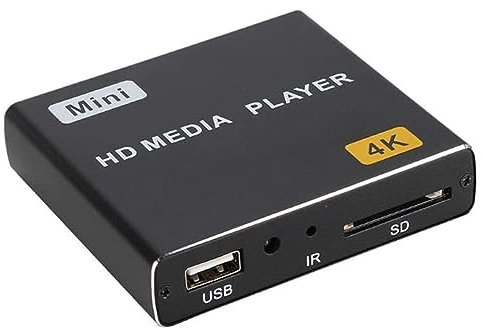 Qerwsdty Mini 4K HDD Media Player 1080P Reproductor de Video Digital Horizontal y Vertical con Unidad USB/Tarjetas SD Enchufe de la UE