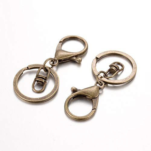 Airssory 10 pcs Antique Bronze Iron Keychain with Lobster Claw Swivel Clasps Split Rings Clips Accessories for Keychain Office DIY Craft Findings Supplies