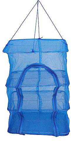 Ciieeo Foldable Hanging Dryer Rack 3-layer 65cm Mesh Drying Net Nylon Thickened Frame Square Shape Suitable for Fish Fruit and Vegetable Drying
