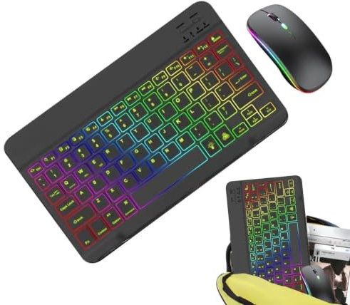 Keyboard inalámbrico Teclados Light Up - Light Up Teclado y Ratón | inalámbrico, 7 colores Teclado con 2 modos | Accesorios electrónicos, teclados informáticos para tableta, ordenador portátil