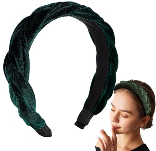 FloralGrace 3 piezas de diadema de estilo tirolés con aspecto trenzado de terciopelo para mujeres accesorios para el cabello Dirndl Edelweiss banda ancha vintage acolchada