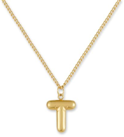 GD GOOD.designs Buchstaben Kette Gold Bubble | Initialen Anhänger aus 18K vergoldetem Edelstahl - Wasserfest & Hautverträglich | Halskette Damen A-Z