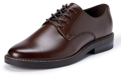 Amazon Essentials Men's Round Toe Derby Dress Shoes with Memory Foam, Dark Brown, 10