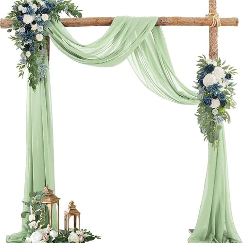 Hochzeit Vorhang Hochzeitsbogen, 600x75cm Vorhang Chiffon Drapierung, Salbei Grün Hochzeitsbogen Vorhang, Vorhang Hochzeitsbogen, Tüllstoff Vorhänge, für Party Hochzeit Torbogen