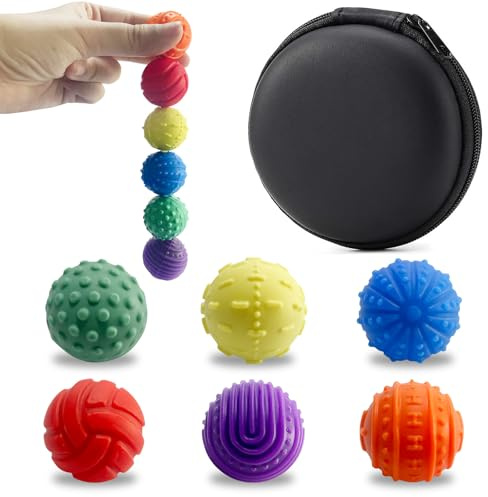 Fidgetleksaker anti-stress, Moxiewell 6 st silikontexturerad sensorisk stenboll, magnetisk texturerad boll för att lindra stress, ångest, ADHD och autism