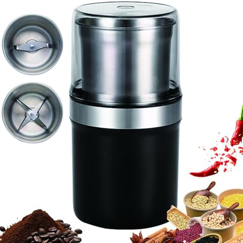 Moulin Électrique À Café & Épices 400W/100g – Broyeur En Acier Inoxydable Haute Vitesse Avec Couvercle Transparent, Pulvériseur Silencieux Pour Herbes, Noix, Graines & Céréales, Pour Maison, Cuisine