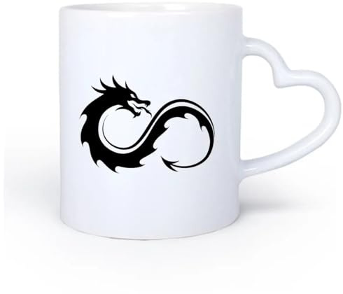 AYUEHBN Taza de Té de Cerámica Dragón Símbolo del Infinito Bestia Fantástica Animal 11oz/320ml Para café, sopa, té, leche, latte, chocolate caliente, para mujeres y hombres