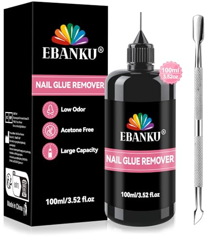 EBANKU - Solvente per colla per unghie a pressione, 100 ml, senza acetone, multifunzione, per rimuovere la colla delicata, per saloni di casa