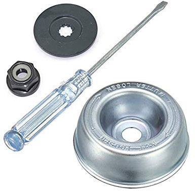 Kit de Adaptador cortacésped para máquinas jardinería arandela Empuje Placa Rider Tuerca Collar Destornillador Mantenimiento Repuesto recortadoras Cuerda y cortacéspedes Rendimiento fácil instalación