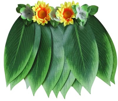 Generisch Hawaii Rock Palmblätter, Minirock mit künstlichen Blättern und bunten Kunstblumen, Beachparty, Sommerfest, Karneval, Mottoparty, Hula Hula Komfort