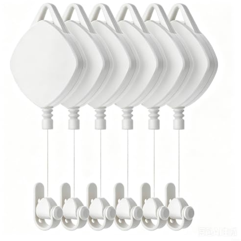 ABS för vr kabelorganiserare teleskopsladd 180 cm räckvidd ABS (vit (6 st)) | Infällbar design, tyst drift, förhindrar trassel, ABS, smidig spelupplevelse