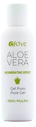 Ejove Aloe Vera Gel 100 ml | Reines Aloe Vera Gel | Beruhigendes Gel für Gesicht und Körper | Für Sonnenbrand | Für Akne und Dehnungsstreifen | Bei Insektenstichen und Brandwunden