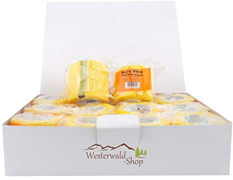 Westerwald-Shop varivendo Notizblock + 12 x Easy Flex Haftbandage Bandagen Selbshaftende Bandage Klettbandage (5cm breit (12 Stück), gelb)