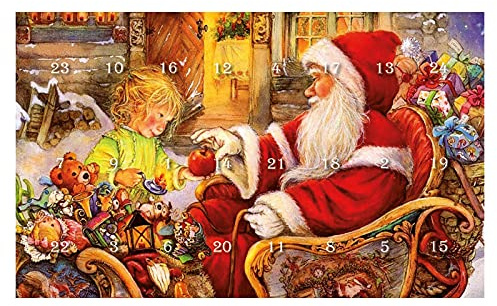 Krebs Glas Lauscha - Weihnachtsdeko/Baumschmuck - Adventskalender 24 Anhänger aus Glas - Motiv: Weihnachtsmann mit Kind - Größe der Anhänger: ca 3 cm