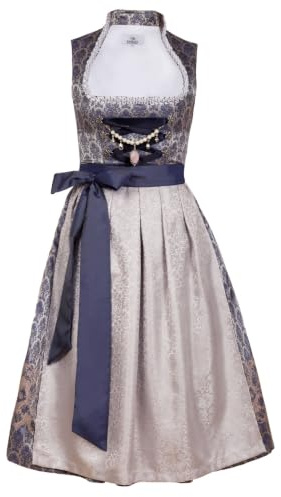 Edelnice Trachtenmode Exklusives Designer Midi Stehkragen Dirndl Marianna inkl. Spitzen Dirndlschürze und Charivari