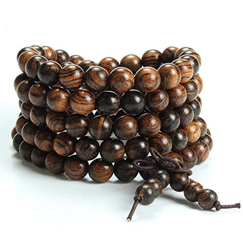 Epoch World Tibetisches Perlen Armband Holzarmband buddhistische Gebetskette 8mm Buddha armbänder Mala mit 108 Holzperlen Perlenarmband Kette Halskette Herren Damen