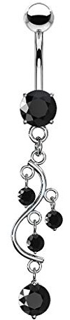 Piersando Bauchnabelpiercing Banane Stecker Wein Anhänger mit Kristallen