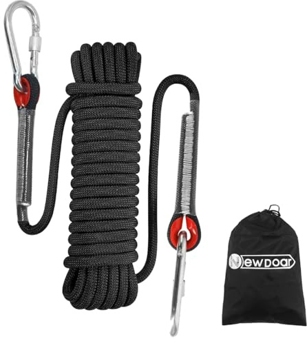 NewDoar 12KN Marine Schwimmseil 10 mm Bootsseil 16FT(5M) 33FT(10M) 66FT(20M) 98FT(30M) Anker-Festmacherseil zum Bootfahren, Ankern, Camping, Angeln, Zeltüberdachung mit 2 Haken-Schwarz/30M