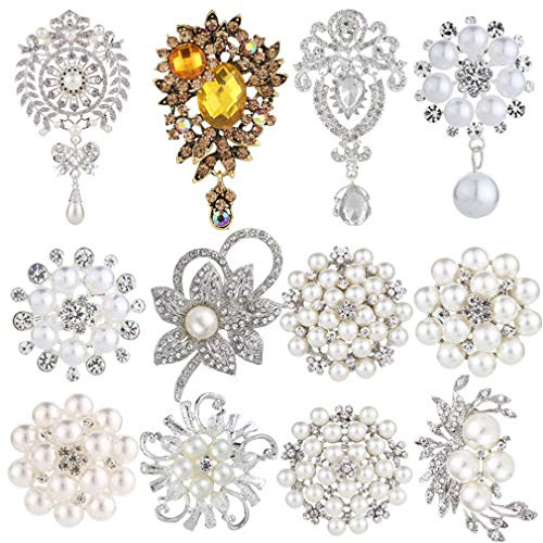 Braut Kristall Blume Brosche Pins Bouquet Decor elegante simulierte Perle Corsage für Hochzeitsbankett Prom