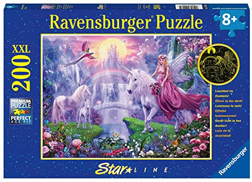 Ravensburger Kinderpuzzle - 12903 Magische Einhornnacht - Einhorn-Puzzle für Kinder ab 8 Jahren, mit 200 Teilen im XXL-Format, Leuchtet im Dunkeln