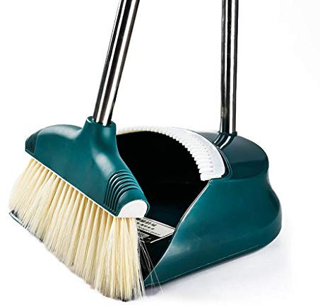 NLIAN- Ensemble de Balayette et Pelle À Balai, Poignée en Caoutchouc 83 Cm Manche Long en Plastique Pelle À Poussière et Brosse Magique Poignée Antidérapante Brosse Douce Balai Ensemble