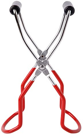 Eeoyu Canning Jar Lifter Tongs Stainless Steel Jar Lifter with Grip Handle for Home Kitchen (Red)