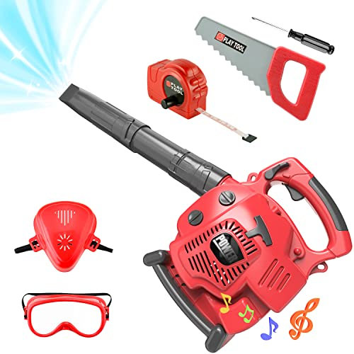 Kids Power Construction Tool Toy, Kids Leaf Blower Play Set | Educational Toys for 3+ Year Olds | Pretend Play Toy Leaf Blower Battery Operated Outdoor Lawn Tools for Boys