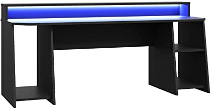 FORTE TEZAUR Gaming Schreibtisch, Holzwerkstoff, Schwarz matt, (B/H/T) 200 / 91,1 / 72 cm