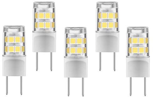 5-Pack G8 LED Bulb 3W GY8.6 Bi-Pin Base T4 JCD Bulb Replacement for GE Microwave,Puck Light, Kitchen,Oven Light,Under Cabinet Light 300LM AC110V-130V 30W Halogen Equivalent Daylight White 6000K