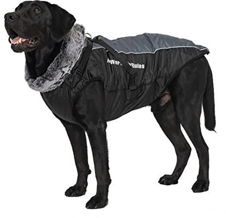 Veste d'hiver 2 en 1 pour chien avec harnais confortable, imperméable, coupe-vent, réversible, manteau d'hiver pour chien chaud pour temps froid, veste pour chiens de taille moyenne et grande
