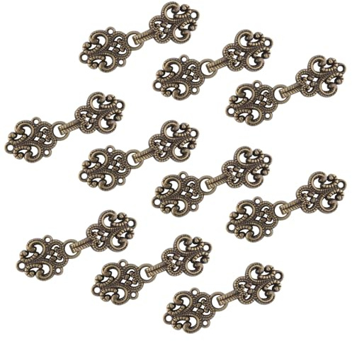 WANDIC Strickjacke-Clips, 10 Paar Vintage Hohle Blumen-Umhang-Verschlüsse Zum Aufnähen von Haken Und Ösen, Umhang-Verschlüsse Für Pullover, Schal, Antik (nötig zu nähen)