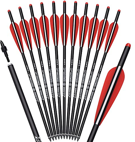 NIKA ARCHERY 12 Stück Carbonpfeile Armbrustbolzen 16 18 20 Zoll mit 3.8 Flügel Ersatz Pfeilspitze Spitze Jagd Bogenschießen Ziel Praxis