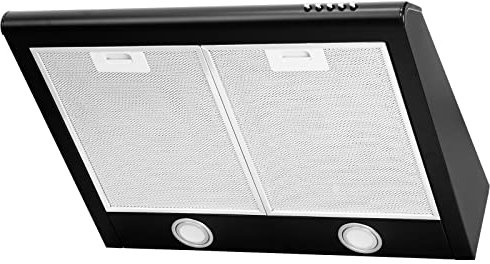 4big.fun Hotte aspirante CH591BL6 - Hotte aspirante encastrée - Conduit / recyclage - 60 cm de large - Couleur : noir - Boîtier en acier inoxydable - Éclairage LED [Classe énergétique C]