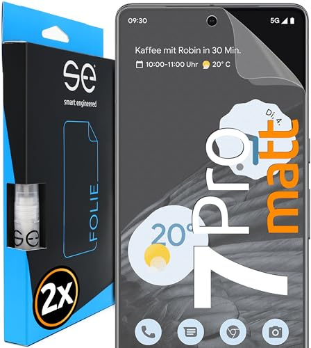 2x se® 3D SCHUTZFOLIE Entspiegelt für Google Pixel 7 Pro,Anti-Staub, 100% Fingerabdruck & FaceID kompatibel, einfache blasenfreie Installation, Ultra-Klar, Stoß-Kratzfest, aus Deutschland