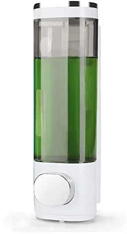goldenwarm Seifenspender Wandbefestigung Ohne Bohren Schwarz&Weiß Plastik Spülmittelspender Geeignet für Küche Bad WC für Duschgel Shampoo Seife (1 x 300ml)